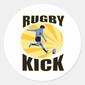Rugby-Spieler Kickball-Retrostil Runder Aufkleber