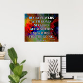 Rugby-Spieler mit Goals-Zitat für den Erfolg Poster (Heimbüro)