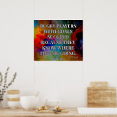 Rugby-Spieler mit Goals-Zitat für den Erfolg Poster (Küche)