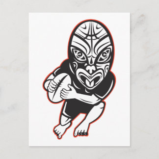 Rugby-Spieler mit Maske von Maori Postkarte