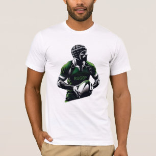 Rugby Spieler mit Trikot Helm und Ball T-Shirt
