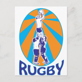 Rugby-Spieler springen das Line-Out-Ball-Retro Postkarte