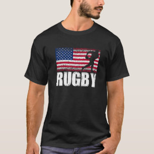 Rugby Sports Retro American Flag USA Premi T-Shirt