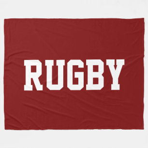 RUGBY Sporty Athletic Weißer Text Auf Fett Tiefrot Fleecedecke