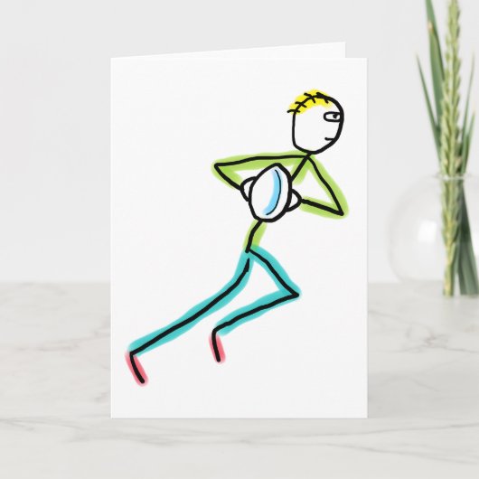 Rugby Stickman Karte (Vorderseite)