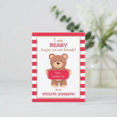 Rugby Striped Bear Personalisiert Valentinenkarte Postkarte (Stehend Vorderseite)