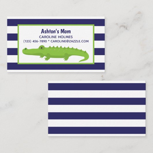 Rugby Stripes Alligator Business- oder Kontaktkart Visitenkarte (Vorne/Hinten)