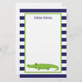Rugby Stripes Alligator Personalisiert Stationieru Briefpapier (Vorne/Hinten)