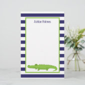 Rugby Stripes Alligator Personalisiert Stationieru Briefpapier (Stehend Vorderseite)