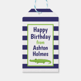 Rugby Stripes Alligator Personalisierte Gift-Tags Geschenkanhänger