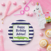 Rugby Stripes Alligator Personalisierte Party Tell Pappteller (Party)