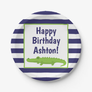 Rugby Stripes Alligator Personalisierte Party Tell Pappteller