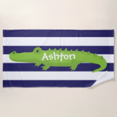 Rugby Stripes Alligator Personalisiertes Badetuch (Vorderseite)