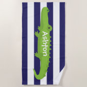 Rugby Stripes Alligator Personalisiertes Badetuch (Vorderseite)