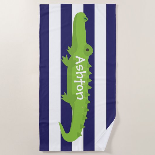 Rugby Stripes Alligator Personalisiertes Badetuch (Vorderseite)