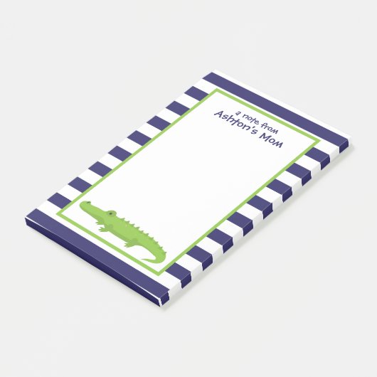 Rugby Stripes Alligator Postit Notepad Post-it Klebezettel (angewinkelt)