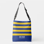 Rugby Stripes Simple Monogram - Navy und Yellow Tragetaschen Mit Langen Trägern (Rückseite)
