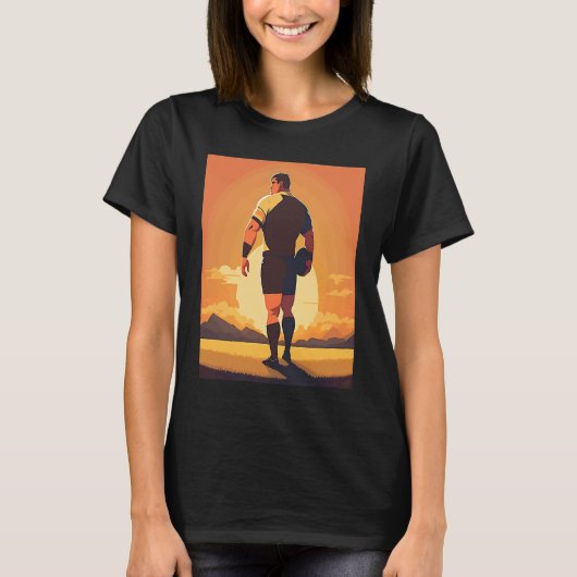 Rugby Team Captain Pop Rugby Player 3 T-Shirt (Vorderseite)