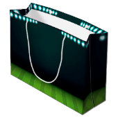 Rugby Themed Logo Große Geschenktüte (Rückseite Schrägansicht)