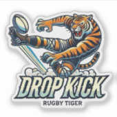 Rugby Tiger Drop Kick Aufkleber (Vorderseite)