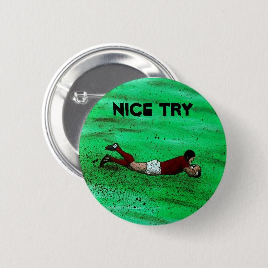 Rugby try Abzeichen Button (Vorne & Hinten)