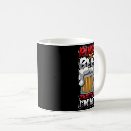 Rugby und Beer das macht mich zum Funny Rugger Quo Kaffeetasse (VorderseiteRechts)