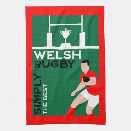 Rugby Wales Fan Art Geschirrtuch (Vertikal)