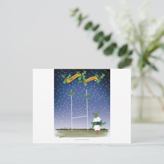 Rugby-Weihnachten Feiertagspostkarte (Stehend Vorderseite)