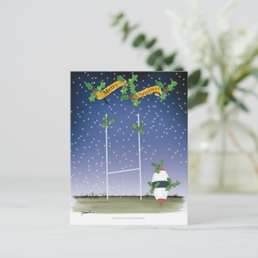 Rugby-Weihnachten Feiertagspostkarte (Stehend Vorderseite)