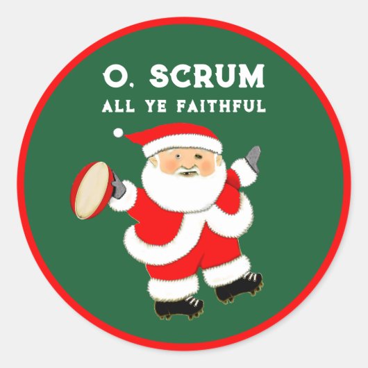 Rugby Weihnachtsgeschenk Runder Aufkleber (Vorderseite)
