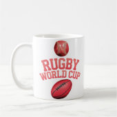 Rugby-Weltmeisterschaft-Logo mit falscher Platzier Kaffeetasse (Links)