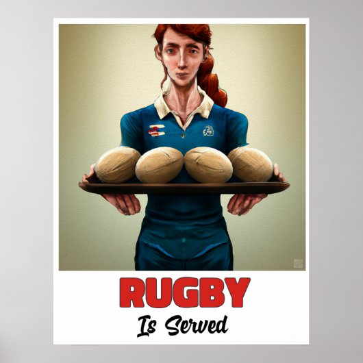 Rugby wird serviert - Rugby-Malerei Poster (Vorne)