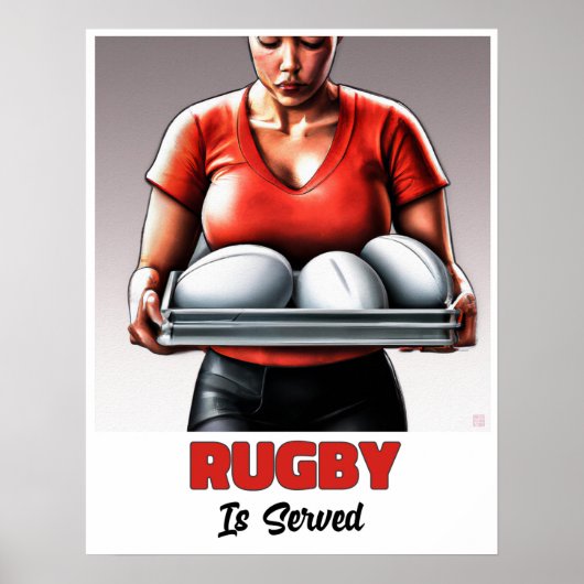 Rugby wird serviert - Rugby-Malerei Poster (Vorne)