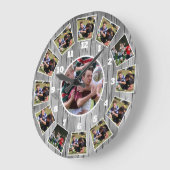 Rugby Wooden Effect Personalise Foto Collage Große Wanduhr (Winkel)
