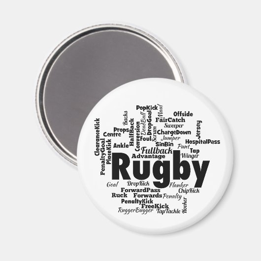 Rugby Word Cloud Magnet (Vorderseite/Rückseite)