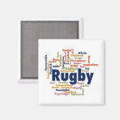 Rugby Word Cloud Magnet (Vorderseite/Rückseite)