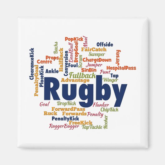 Rugby Word Cloud Magnet (Vorne)