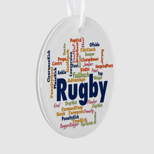 Rugby Word Cloud Ornament (Vorderseite)