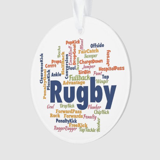 Rugby Word Cloud Ornament (Vorderseite)