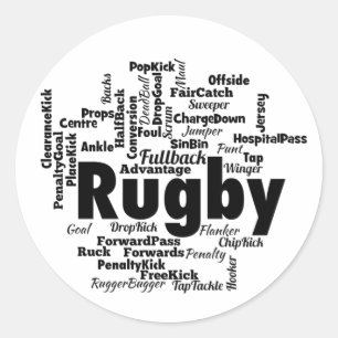 Rugby Word Cloud Runder Aufkleber