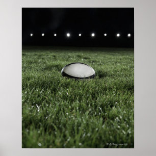 Rugbyball auf dem Grasplatz eines Poster