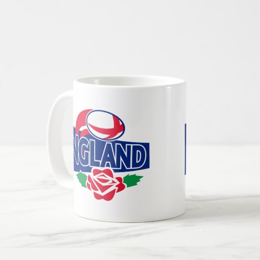 Rugbyball-England-Englisch-Rose Kaffeetasse (Vorderseite Links)