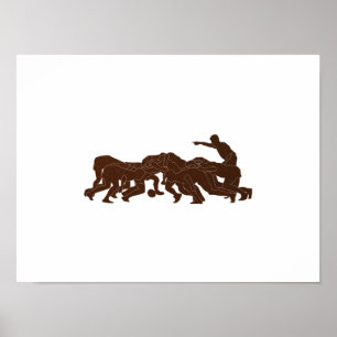 Rugbyspieler-Gedränge-Metallbeschaffenheit Poster