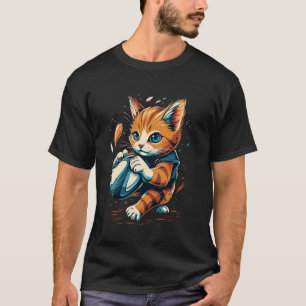 Rugbyspieler Katze über Rugby T-Shirt