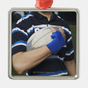 Rugbyspieler mit Ball Ornament Aus Metall