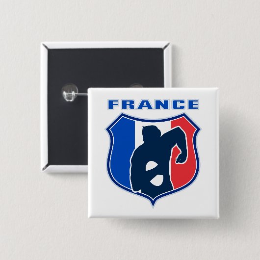 Rugbyspielerfranzosefrankreich-Flaggenschild Button (Vorne & Hinten)