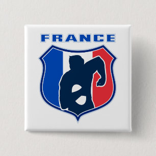 Rugbyspielerfranzosefrankreich-Flaggenschild Button
