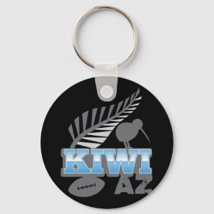 Rugbyvogel und silberner Farn Neuseeland der KIWI Schlüsselanhänger