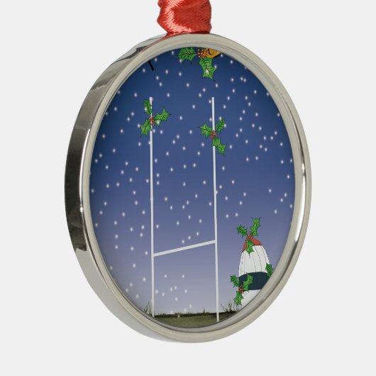 Rugbyweihnachten Silbernes Ornament (Rechts)