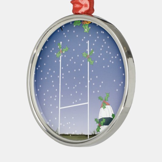 Rugbyweihnachten Silbernes Ornament (Links)